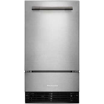KitchenAid 18 Inch Freestanding/Built-In Undercounter Clear Ice Maker with 35 lbs. Ice Storage Capacity, Drop-Down Door, PrintShield™ Finish, Fully Flush Installation, Self-Cleaning Cycle, Filter-Ready, Built-In Drain Pump System, and Max Ice: PrintShield™ Stainless Steel — thumbnail 13